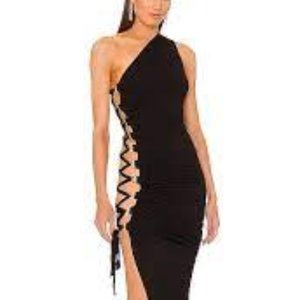 One Shoulder X REVOLVE Merrick Maxi cut-out Michael Costello dress XXS black NWT